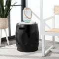 SAFAVIEH Hasmik Table d'appoint ronde moderne en béton noir pour l'intérieur/extérieur - 15,7 l x 15,7 P x 17,7 H - 16Lx16Px18H