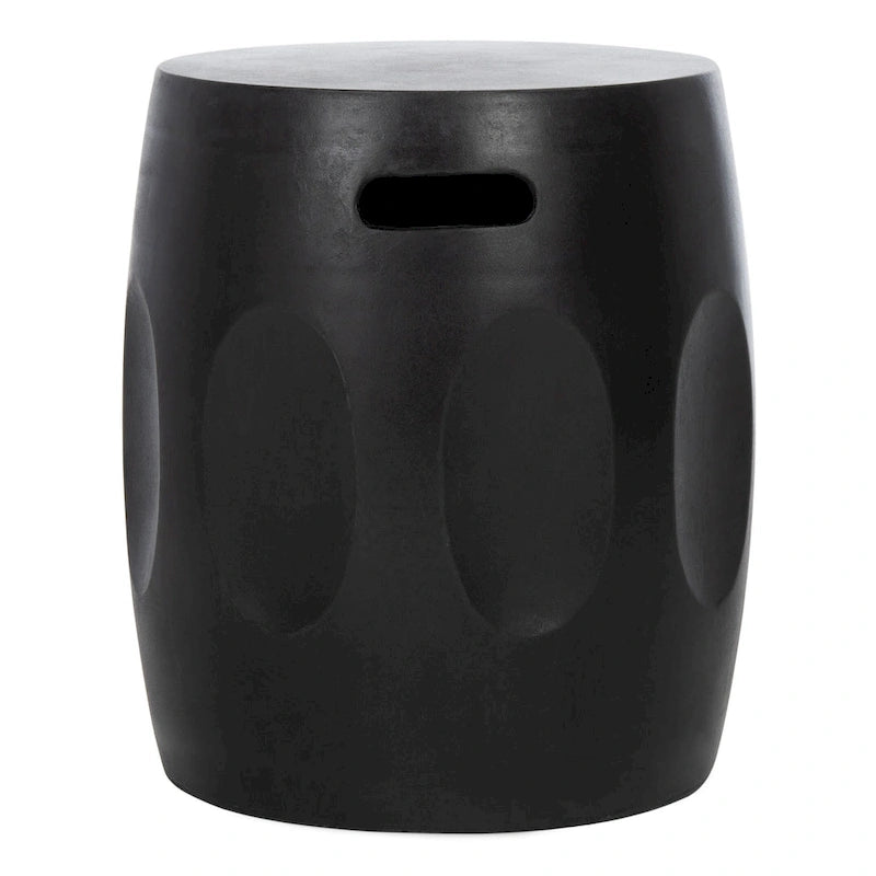 SAFAVIEH Hasmik Table d'appoint ronde moderne en béton noir pour l'intérieur/extérieur - 15,7 l x 15,7 P x 17,7 H - 16Lx16Px18H