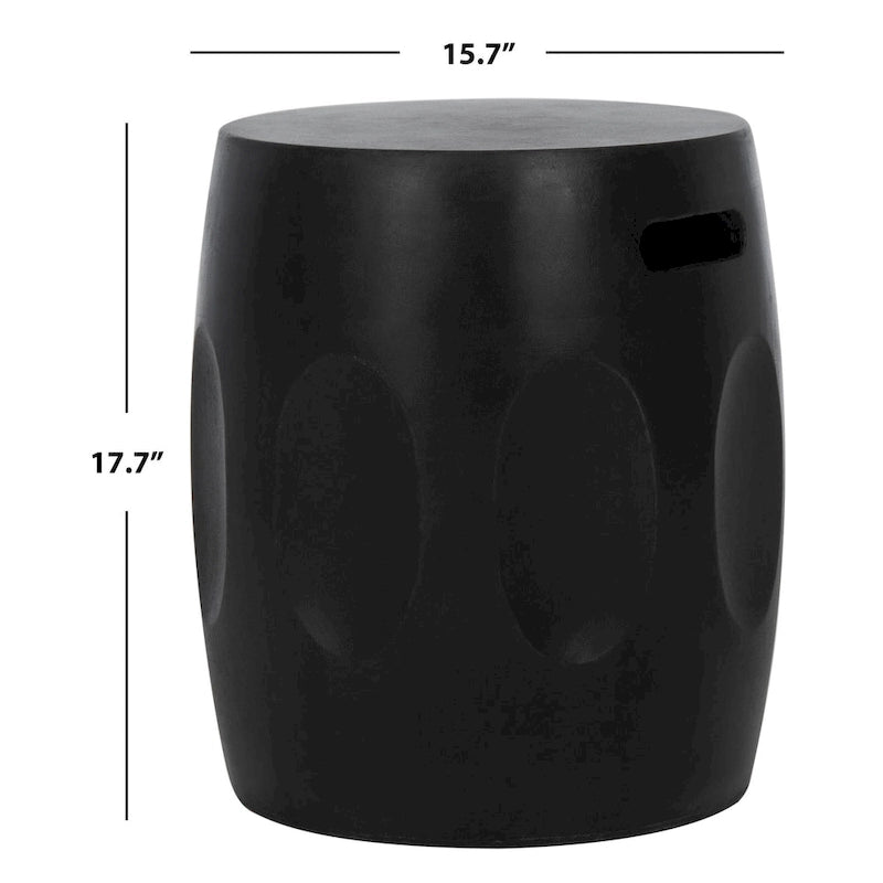 SAFAVIEH Hasmik Table d'appoint ronde moderne en béton noir pour l'intérieur/extérieur - 15,7 l x 15,7 P x 17,7 H - 16Lx16Px18H