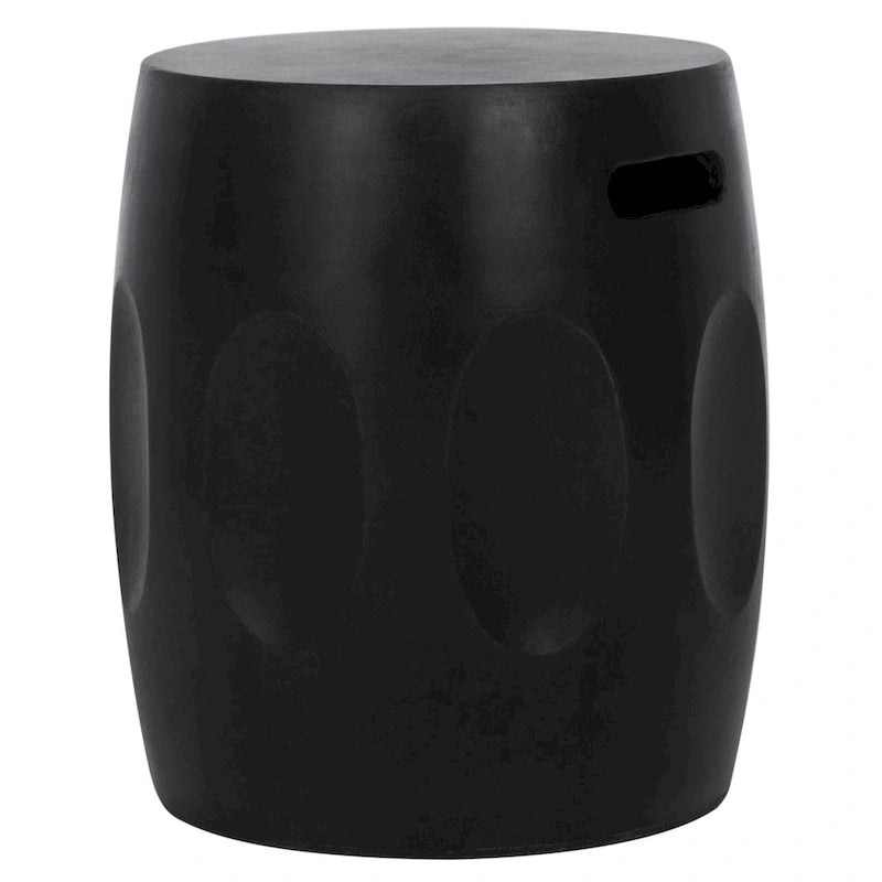 SAFAVIEH Hasmik Table d'appoint ronde moderne en béton noir pour l'intérieur/extérieur - 15,7 l x 15,7 P x 17,7 H - 16Lx16Px18H