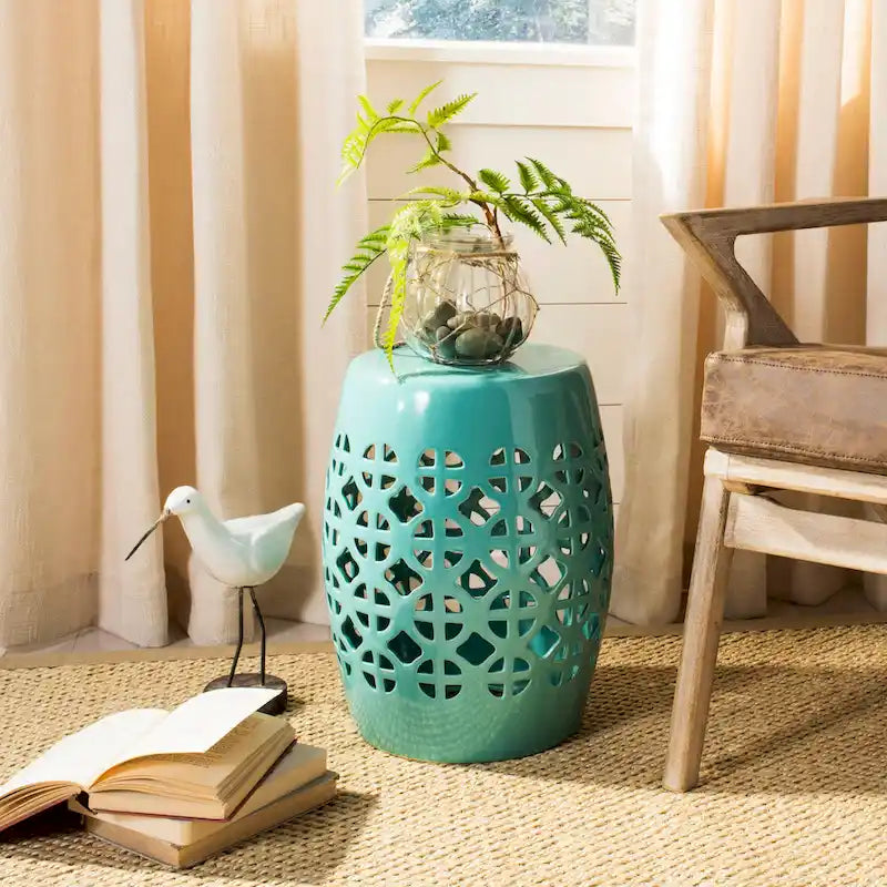 Tabouret de jardin décoratif SAFAVIEH Paradise Sevdalija Tranquility en céramique blanche