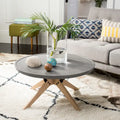 SAFAVIEH Elizabeta Table Basse Ronde Moderne en Béton Gris Foncé pour Intérieur/Extérieur - 29,5 x 29,5 x 14,6 - 30Lx30Px15H