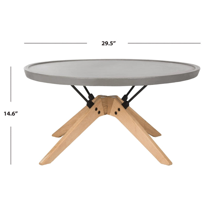 SAFAVIEH Elizabeta Table Basse Ronde Moderne en Béton Gris Foncé pour Intérieur/Extérieur - 29,5 x 29,5 x 14,6 - 30Lx30Px15H