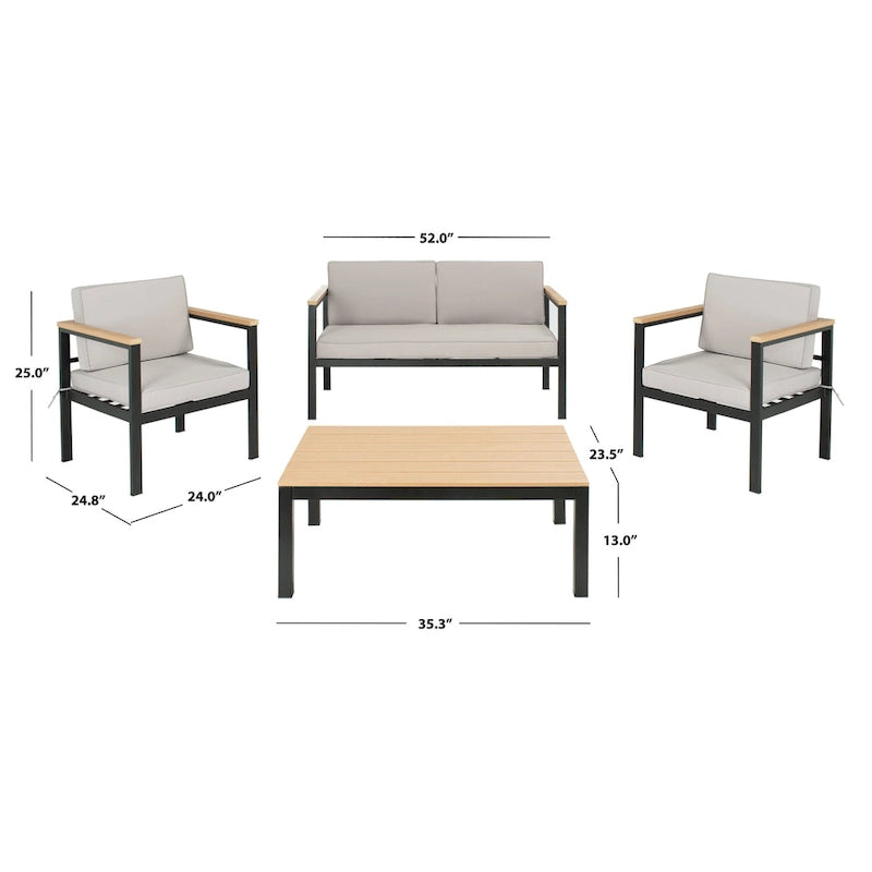 SAFAVIEH Outdoor Isabeau - Ensemble de 4 coussins de salon - 52 larg. x 14 prof. x 26 haut.