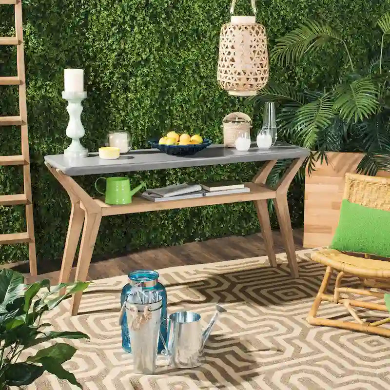 SAFAVIEH Naemi Console moderne en béton gris foncé pour l'intérieur/l'extérieur - 55,1 x 17,7 x 29,5 - 55Wx18Dx30H