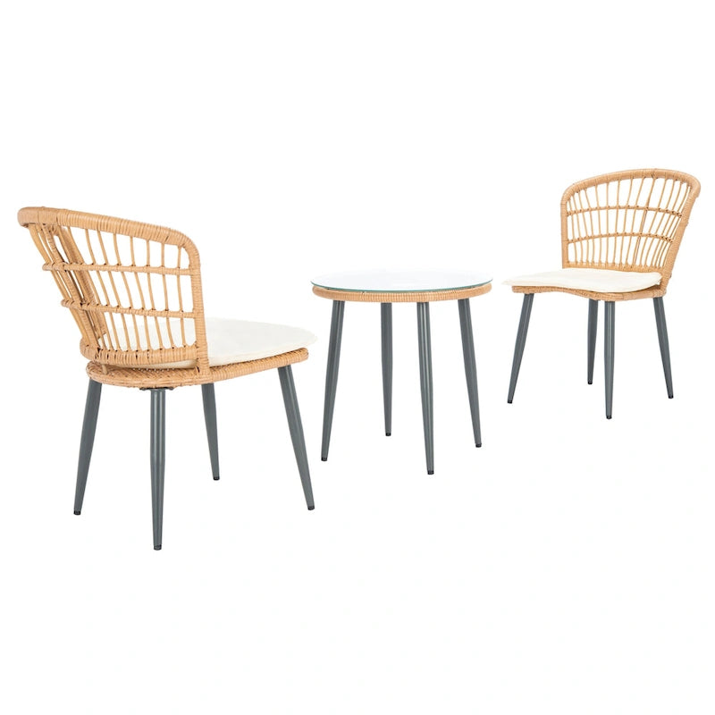 SAFAVIEH Outdoor Nathalia – Ensemble de 3 chaises longues de patio en rotin – 21x24x32H po