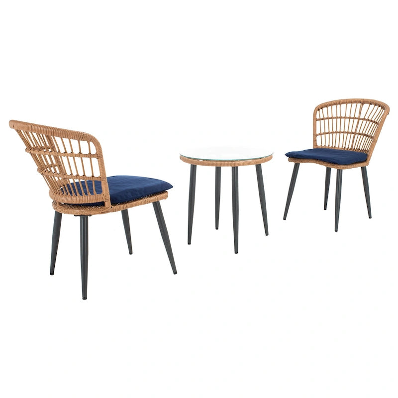 SAFAVIEH Outdoor Nathalia – Ensemble de 3 chaises longues de patio en rotin – 21x24x32H po