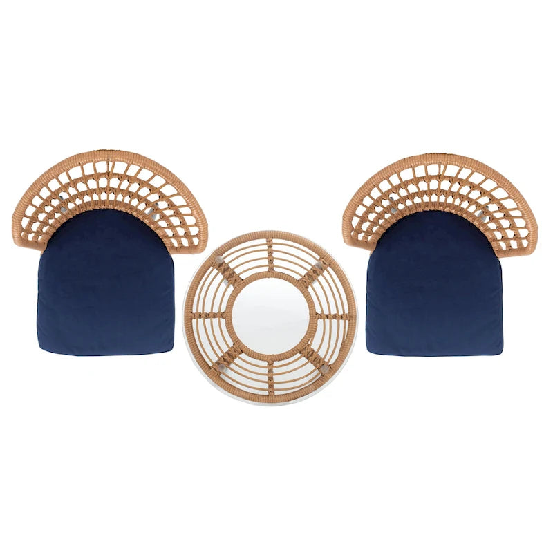 SAFAVIEH Outdoor Nathalia – Ensemble de 3 chaises longues de patio en rotin – 21x24x32H po