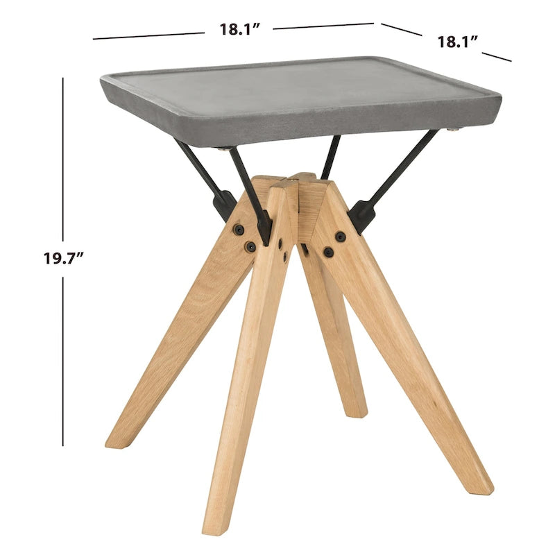 SAFAVIEH Table d'appoint moderne d'extérieur Armance gris foncé - 18,1 x 18,1 x 19,7 - 18x18x20H