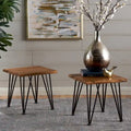 Table d'appoint industrielle en bois d'acacia d'extérieur Zion (lot de 2) par Christopher Knight Home