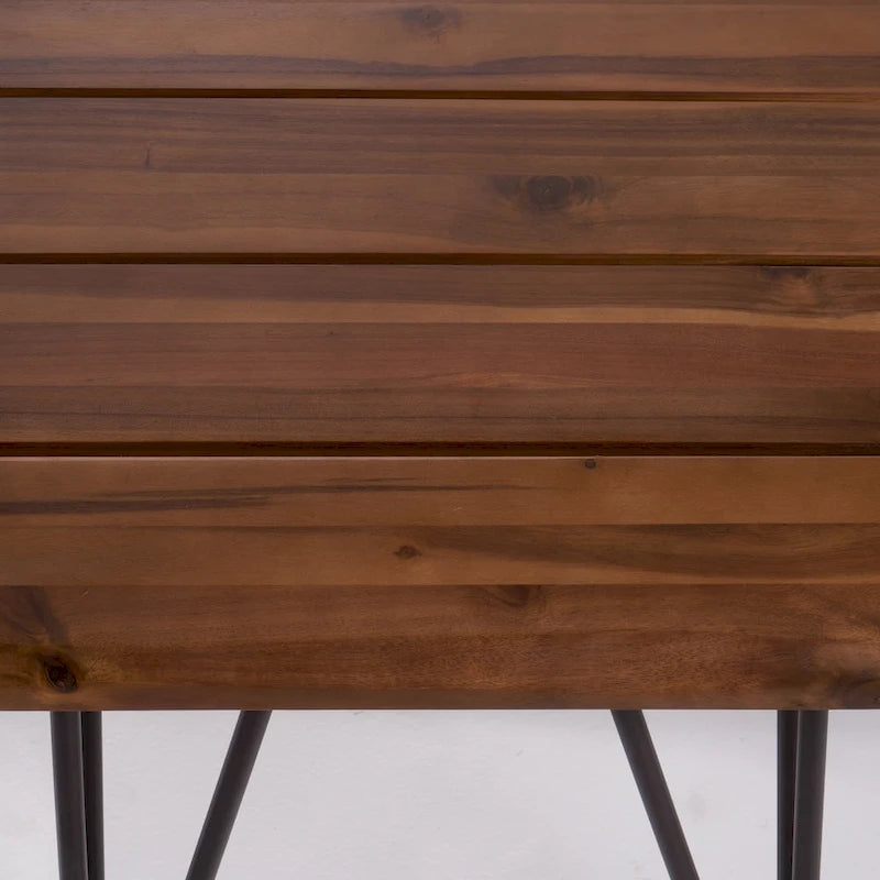 Table d'appoint industrielle en bois d'acacia d'extérieur Zion (lot de 2) par Christopher Knight Home