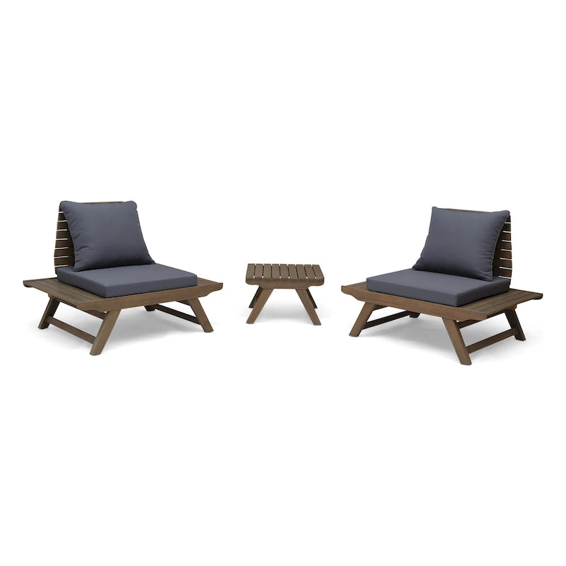Ensemble de conversation d'extérieur 3 pièces Sedona en bois d'acacia par Christopher Knight Home