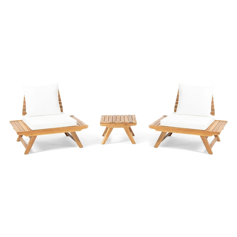 Ensemble de conversation d'extérieur 3 pièces Sedona en bois d'acacia par Christopher Knight Home