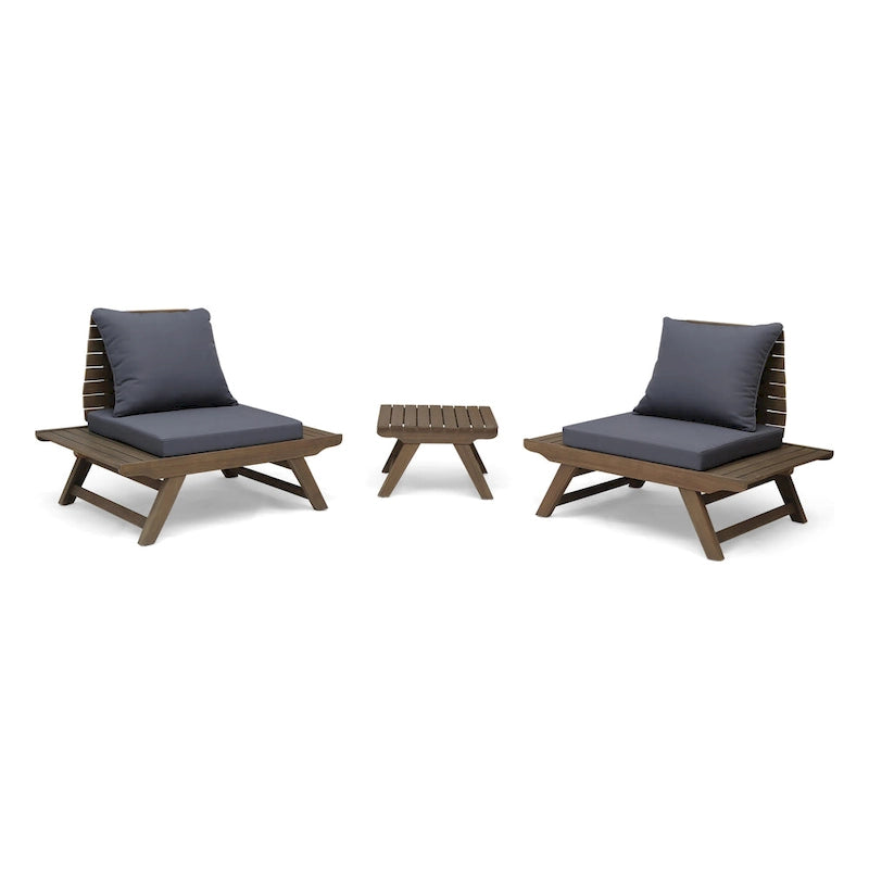 Ensemble de conversation d'extérieur 3 pièces Sedona en bois d'acacia par Christopher Knight Home