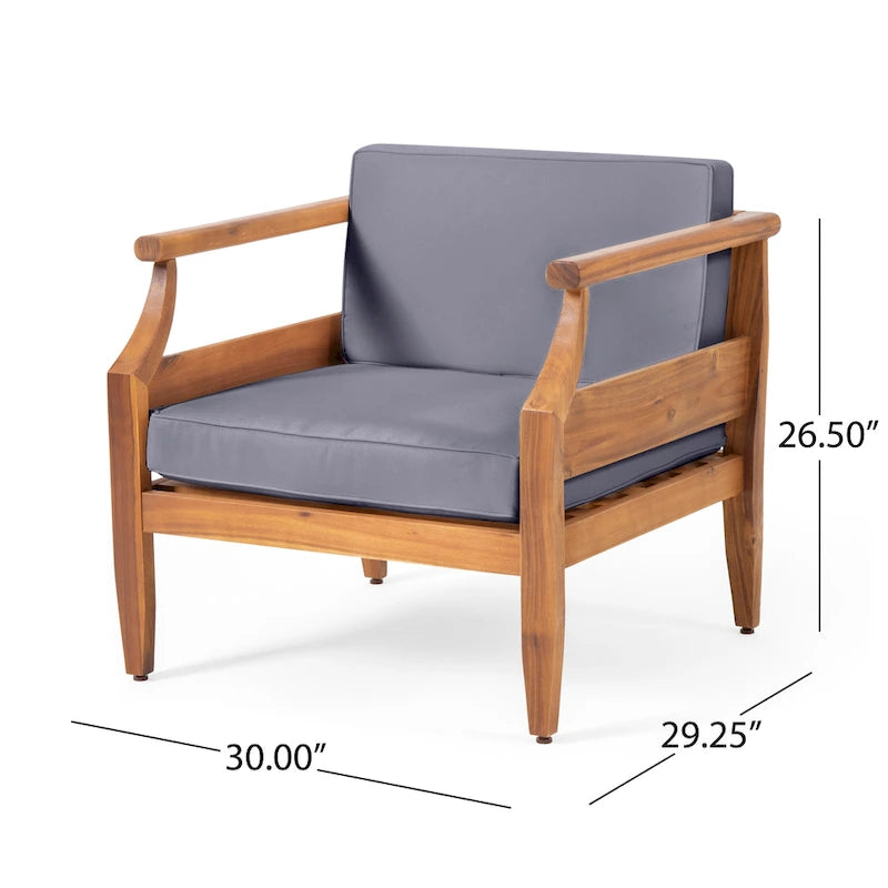 Fauteuils de club modernes rembourrés en acacia Aston Outdoor (lot de 2) par Christopher Knight Home