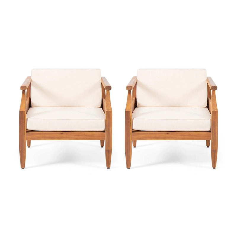 Fauteuils de club modernes rembourrés en acacia Aston Outdoor (lot de 2) par Christopher Knight Home