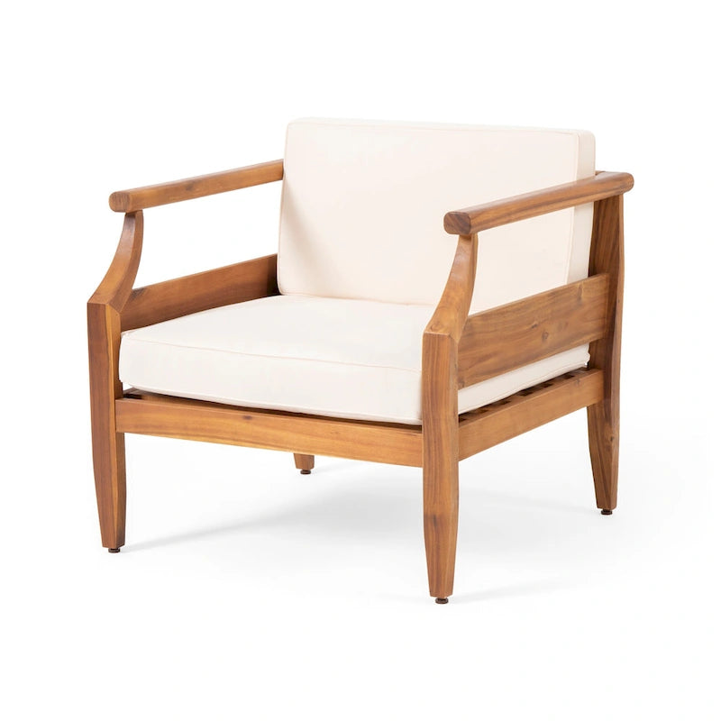 Fauteuils de club modernes rembourrés en acacia Aston Outdoor (lot de 2) par Christopher Knight Home