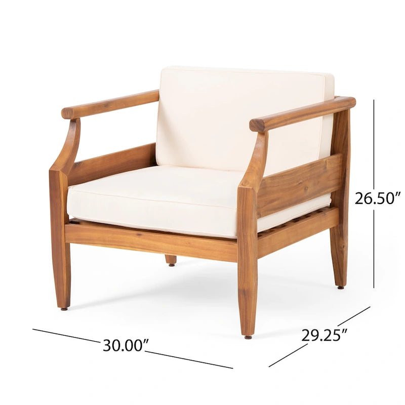 Fauteuils de club modernes rembourrés en acacia Aston Outdoor (lot de 2) par Christopher Knight Home