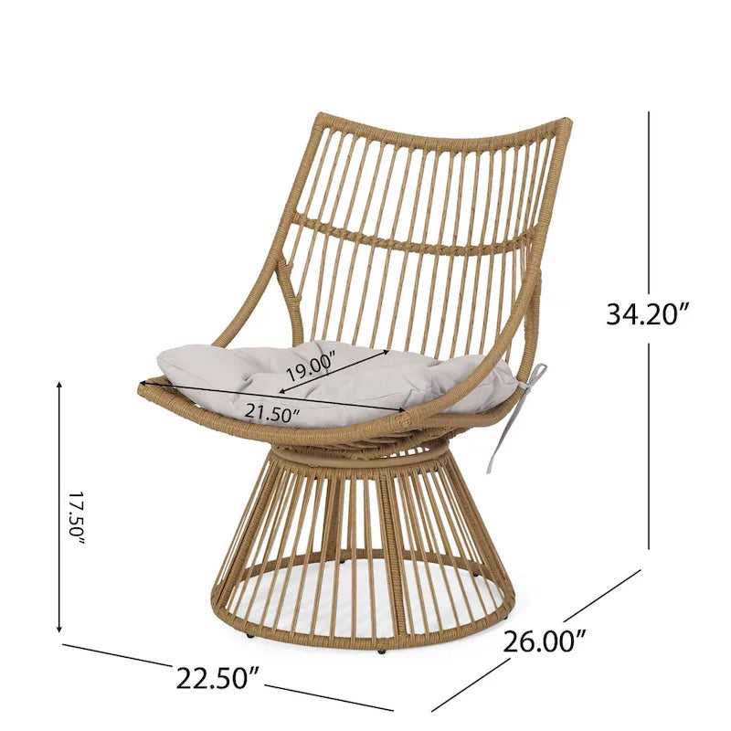 Fauteuil de jardin Caryl Wicker avec coussins de Christopher Knight Home