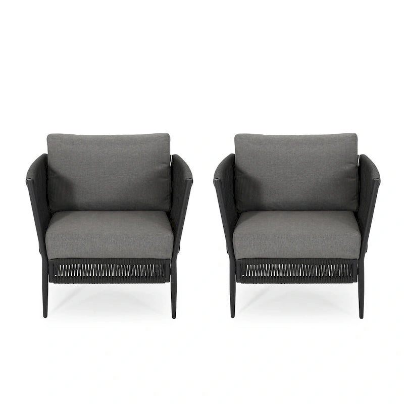 Fauteuil de jardin Handford Outdoor Rope Club avec coussins (Lot de 2) par Christopher Knight Home