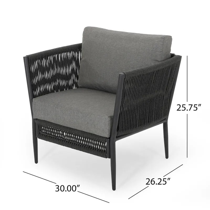 Fauteuil de jardin Handford Outdoor Rope Club avec coussins (Lot de 2) par Christopher Knight Home