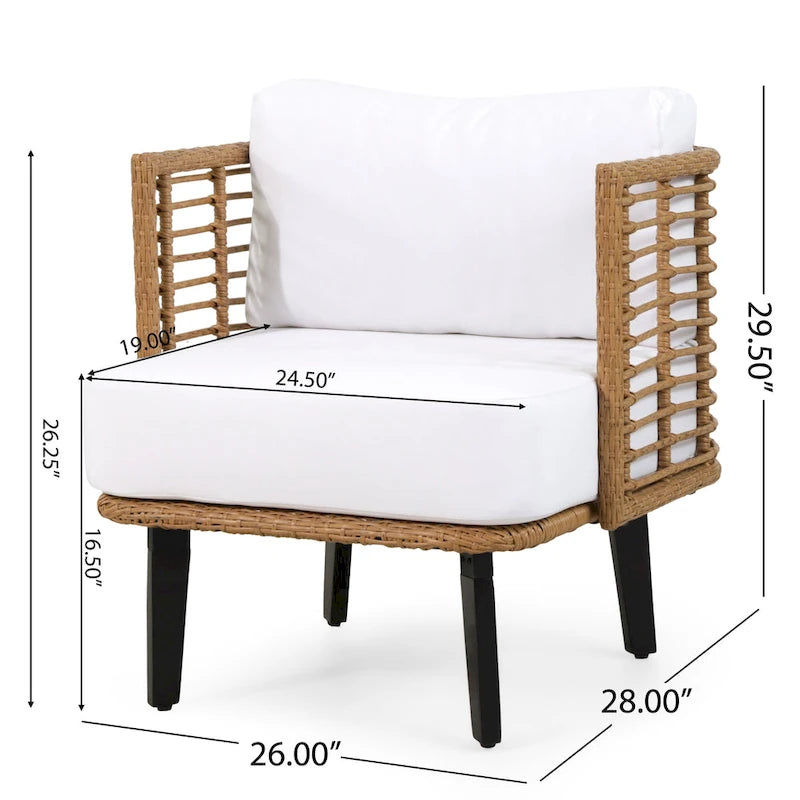 Fauteuil de club en osier rembourré Nic Outdoor par Christopher Knight Home - 26,00 L x 28,00 l x 29,50 H