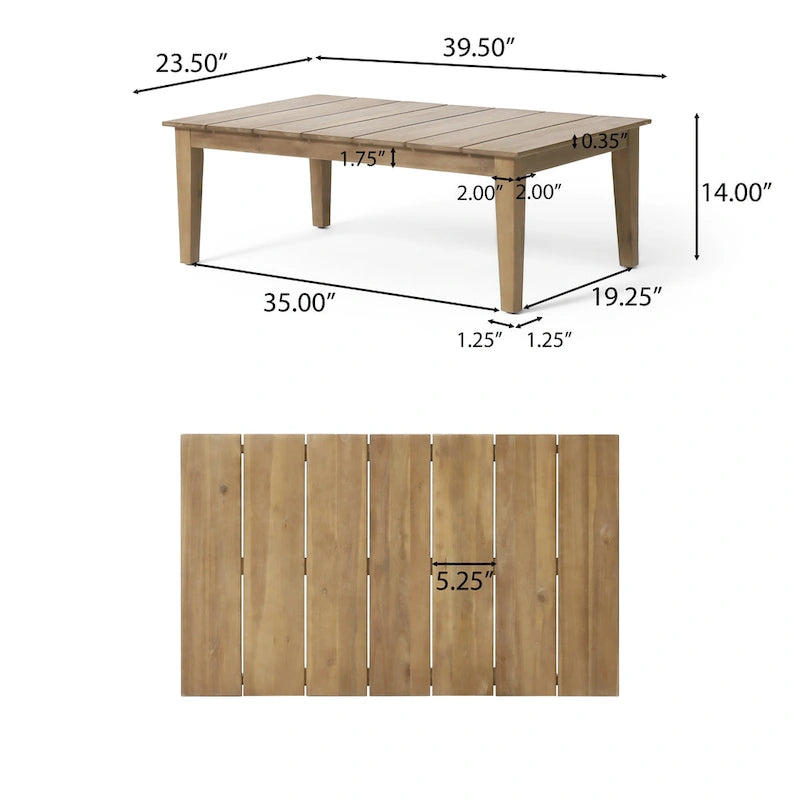 Table basse d'extérieur en bois d'acacia Kiara par Christopher Knight Home