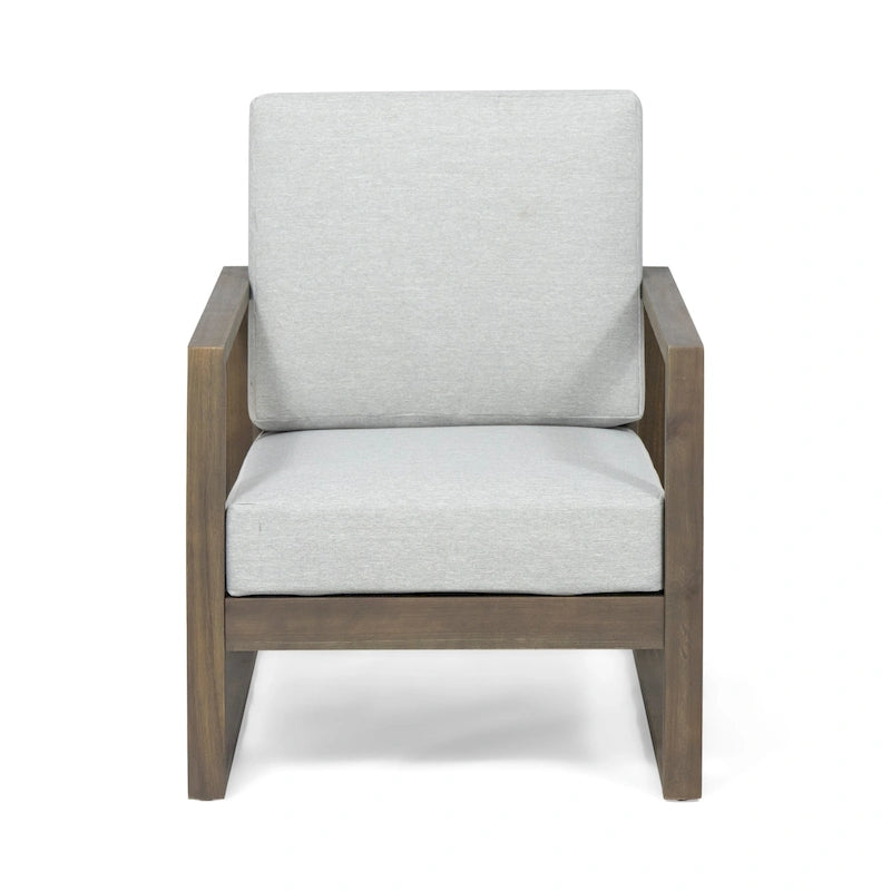 Fauteuil de club d'extérieur Norton en bois d'acacia avec coussin par Christopher Knight Home