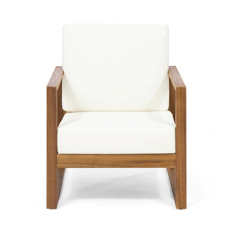 Fauteuil de club d'extérieur Norton en bois d'acacia avec coussin par Christopher Knight Home