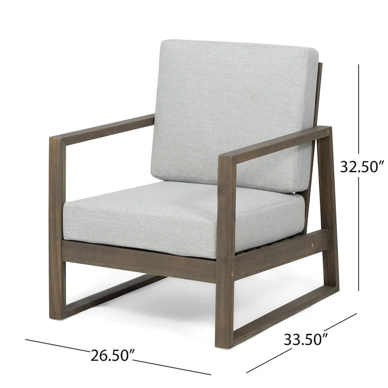 Fauteuil de club d'extérieur Norton en bois d'acacia avec coussin par Christopher Knight Home