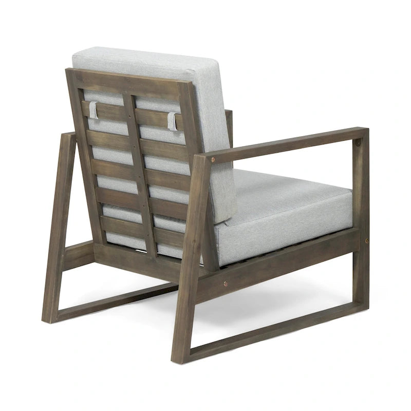 Fauteuil de club d'extérieur Norton en bois d'acacia avec coussin par Christopher Knight Home