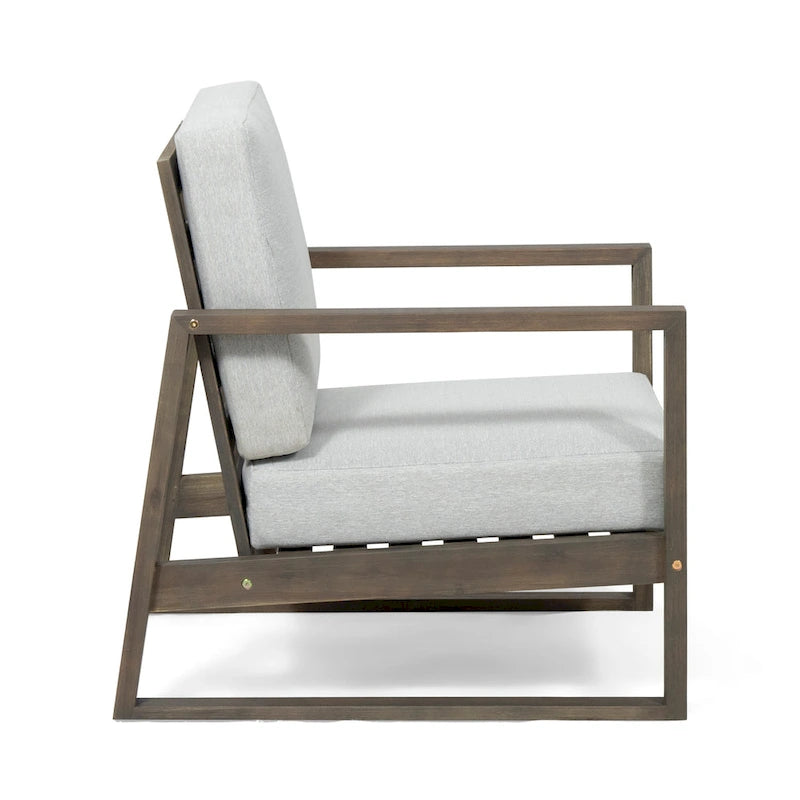 Fauteuil de club d'extérieur Norton en bois d'acacia avec coussin par Christopher Knight Home