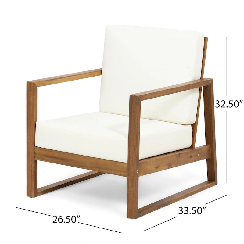 Fauteuil de club d'extérieur Norton en bois d'acacia avec coussin par Christopher Knight Home