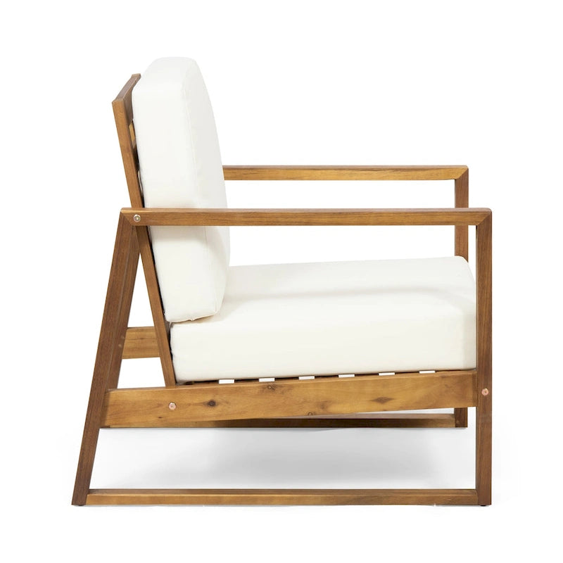 Fauteuil de club d'extérieur Norton en bois d'acacia avec coussin par Christopher Knight Home