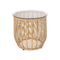 Table d'appoint d'extérieur en osier Boynton avec plateau en verre trempé de Christopher Knight Home - 15,50 l x 15,50 P x 15,50 H