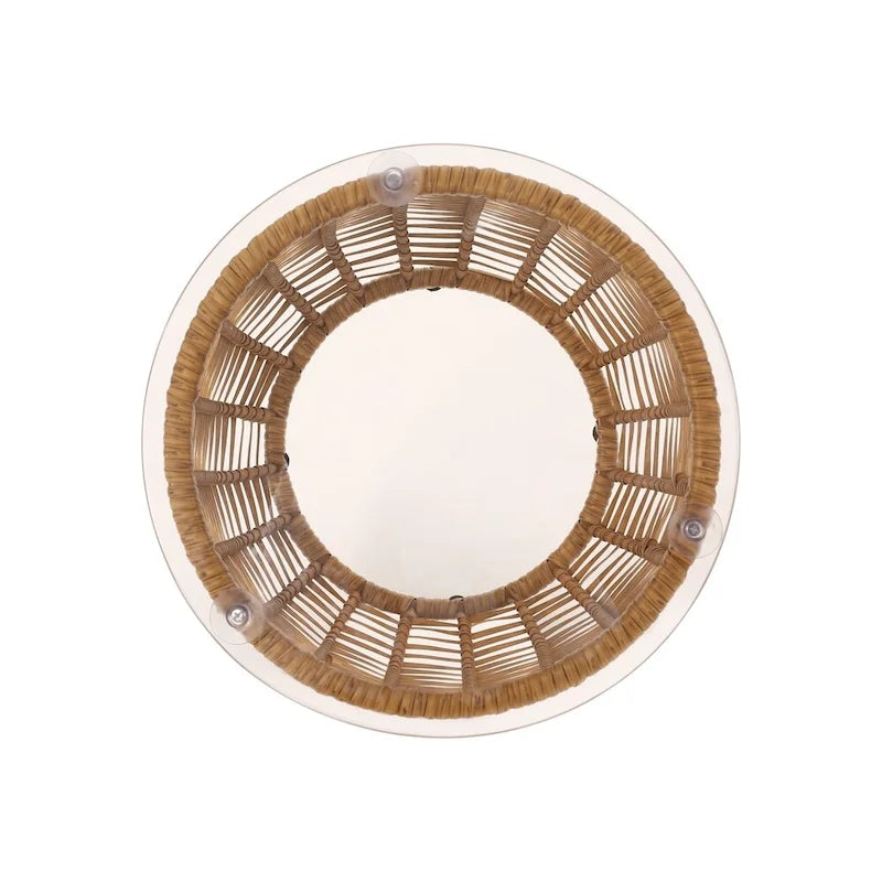 Table d'appoint d'extérieur en osier Boynton avec plateau en verre trempé de Christopher Knight Home - 15,50 l x 15,50 P x 15,50 H