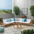 Canapé d'angle en acacia 4 pièces en V Hillcrest Outdoor par Christopher Knight Home