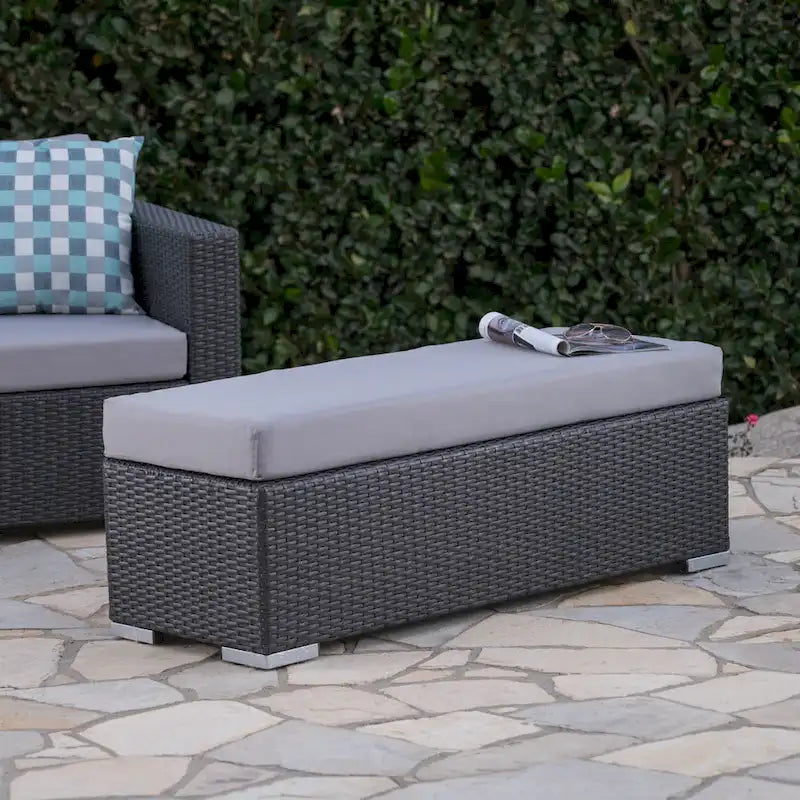 Santa Rosa Outdoor Wicker Bench with Cushion by Christopher Knight Home