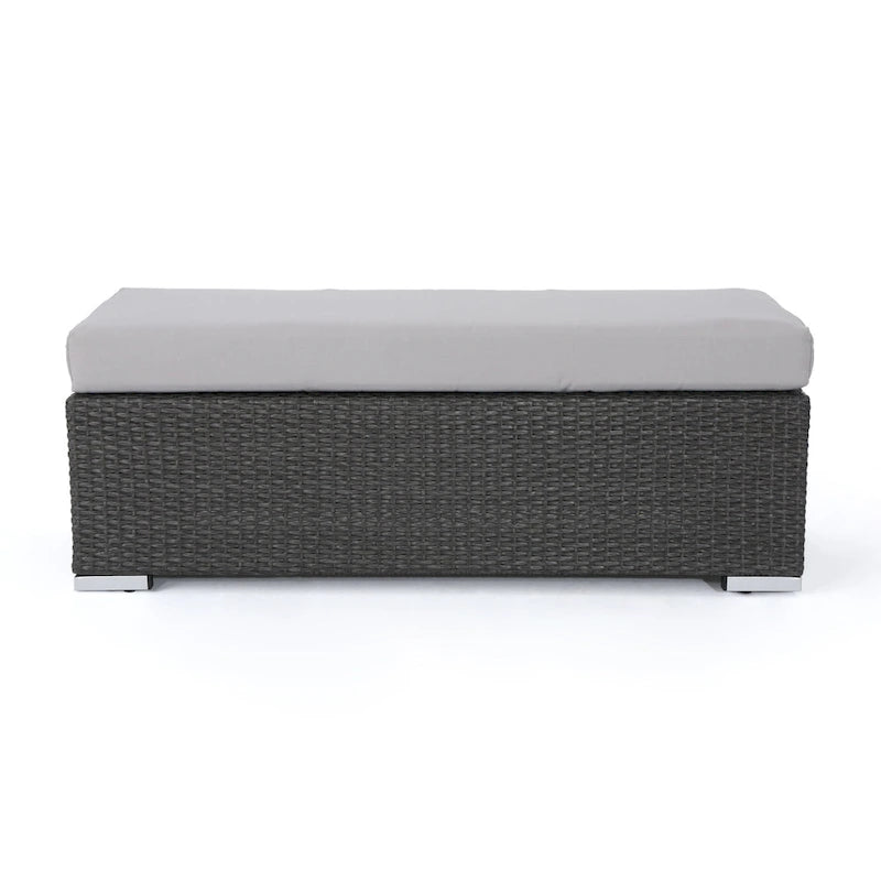 Banc d'extérieur en osier Santa Rosa avec coussin par Christopher Knight Home