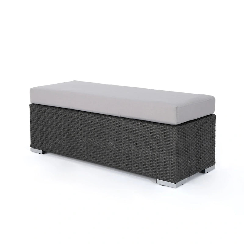 Banc d'extérieur en osier Santa Rosa avec coussin par Christopher Knight Home