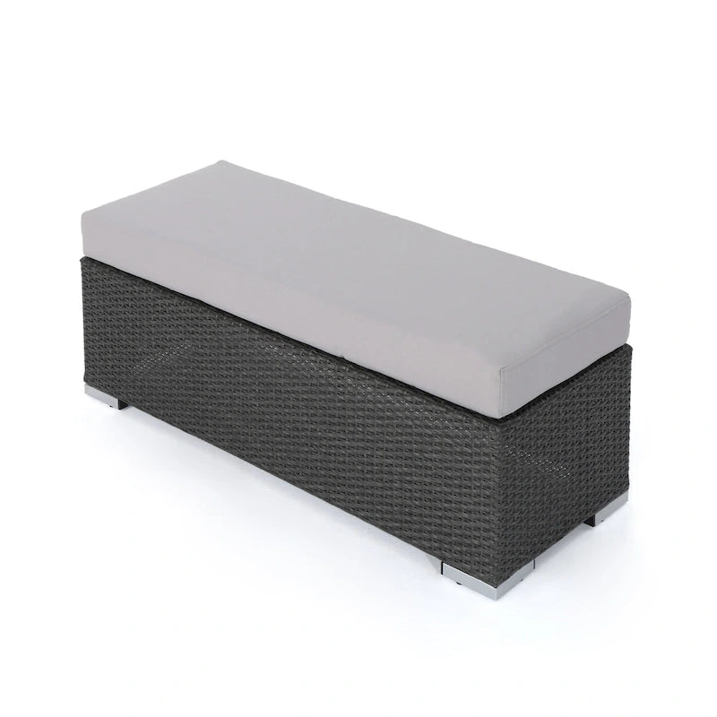 Banc d'extérieur en osier Santa Rosa avec coussin par Christopher Knight Home