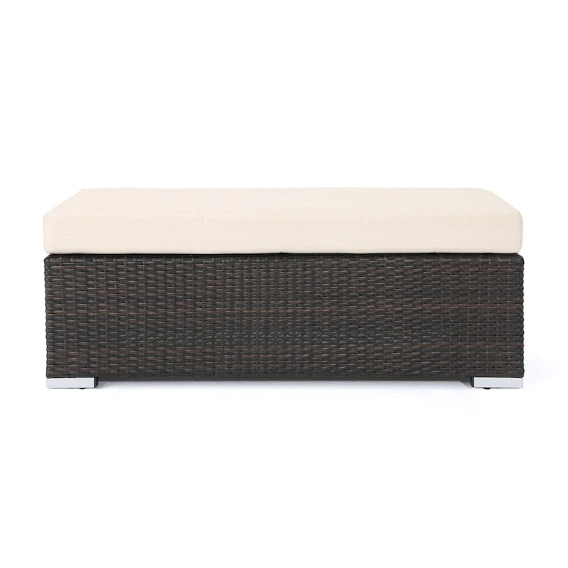 Banc d'extérieur en osier Santa Rosa avec coussin par Christopher Knight Home