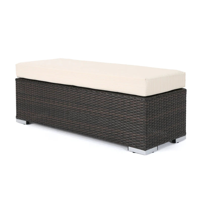 Banc d'extérieur en osier Santa Rosa avec coussin par Christopher Knight Home