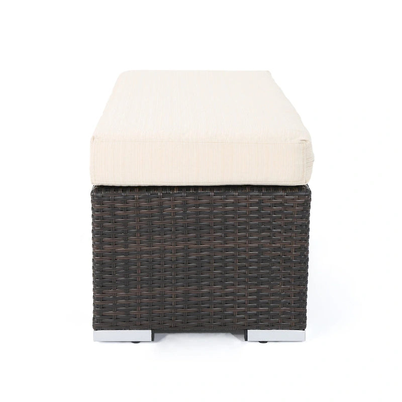 Banc d'extérieur en osier Santa Rosa avec coussin par Christopher Knight Home