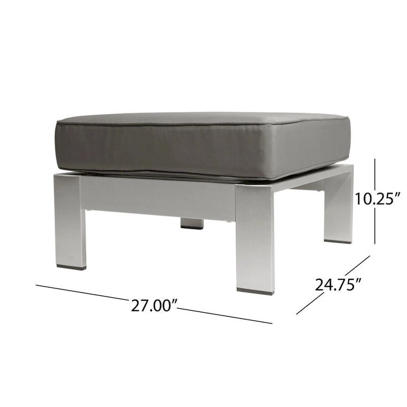 Ensemble de sofa modulaire d'extérieur en aluminium à 6 places avec poufs et table basse Cape Coral par Christopher Knight Home
