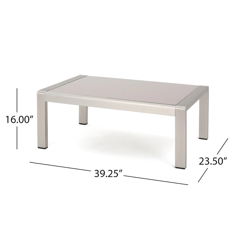 Ensemble de sofa modulaire d'extérieur en aluminium à 6 places avec poufs et table basse Cape Coral par Christopher Knight Home