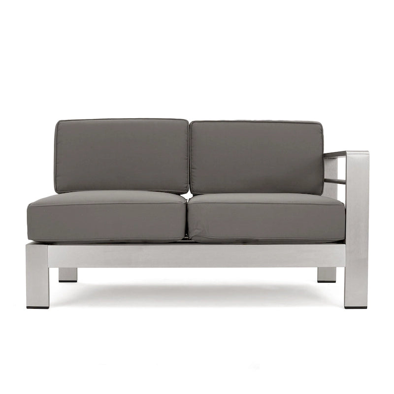 Ensemble de sofa modulaire d'extérieur en aluminium à 6 places avec poufs et table basse Cape Coral par Christopher Knight Home