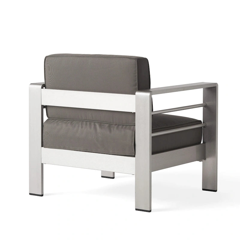 Ensemble de sofa modulaire d'extérieur en aluminium à 6 places avec poufs et table basse Cape Coral par Christopher Knight Home