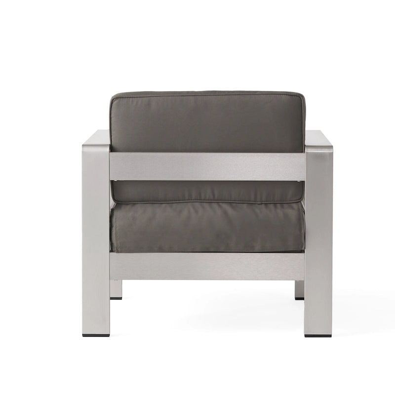 Ensemble de sofa modulaire d'extérieur en aluminium à 6 places avec poufs et table basse Cape Coral par Christopher Knight Home