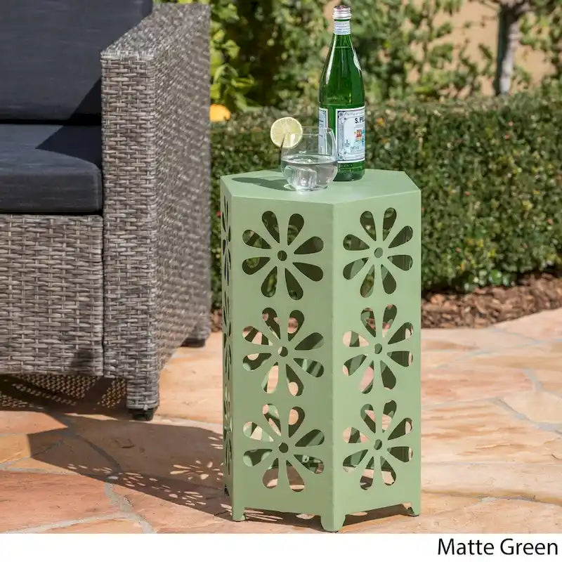 Table d'appoint florale d'extérieur pissenlit 35,5 cm par Christopher Knight Home